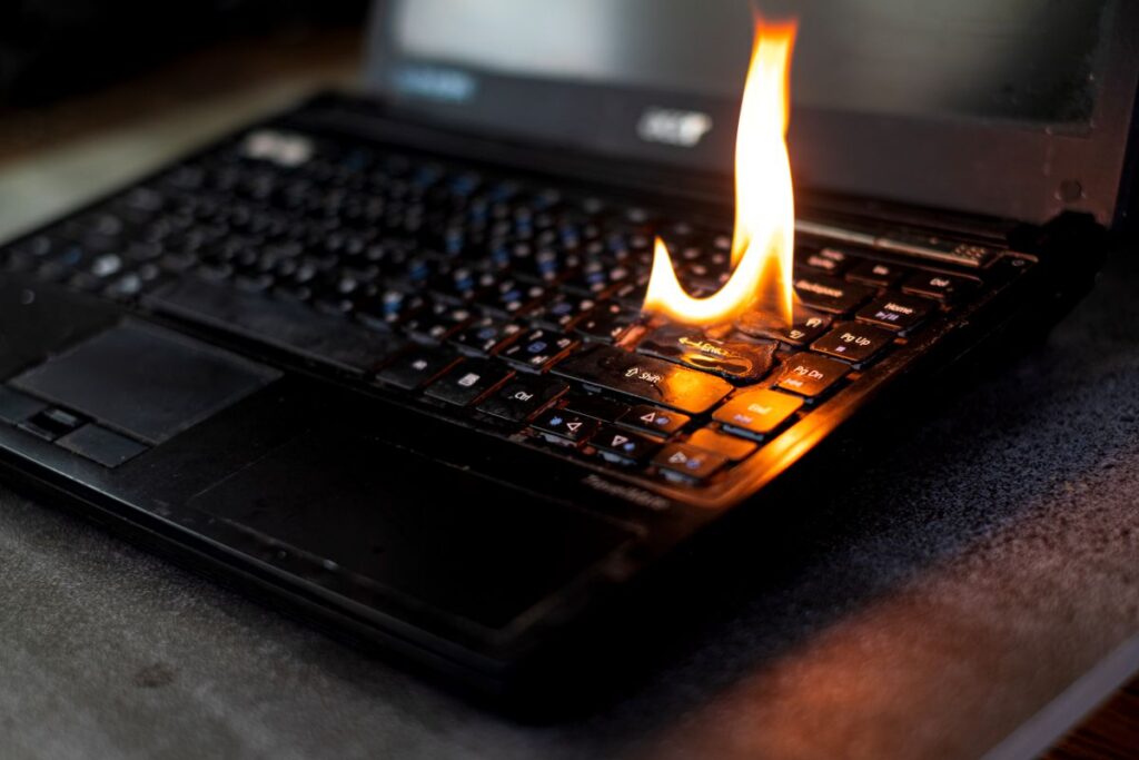 fire-damaged laptop restoration